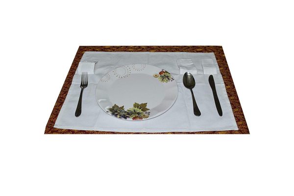 Royal White Placemats for Dining Table with Cutlery Cover - 21x18 inch - Set of 4